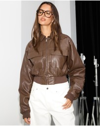 Dazie - Lustre Cropped Bomber Jacket