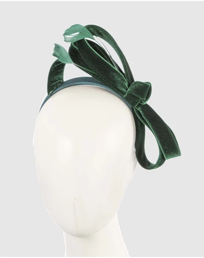 Max Alexander - Large Green Velvet Bow Racing Fascinator