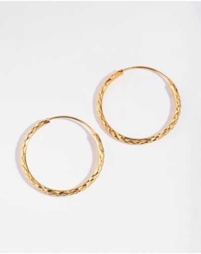 Lovisa - Gold Plated Sterling Silver 25mm Diamond Cut Hoop Earrings