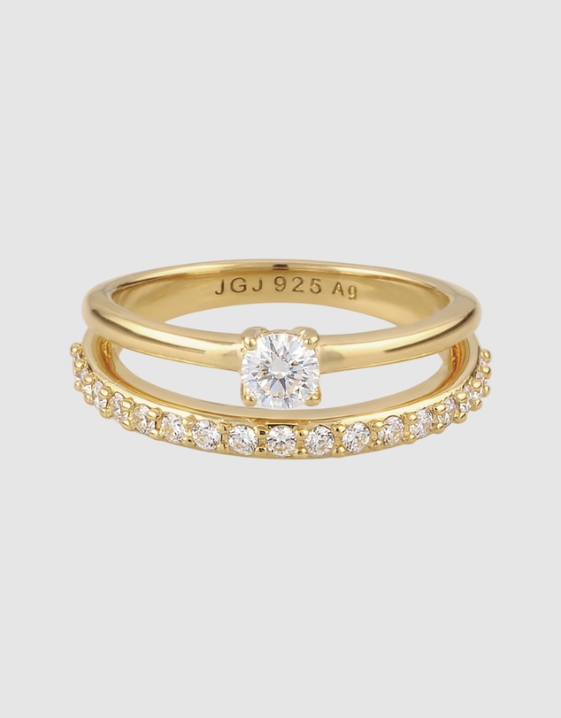 Elli Jewelry - Duet Pavé Ring in Gold-Plated 925 Silver