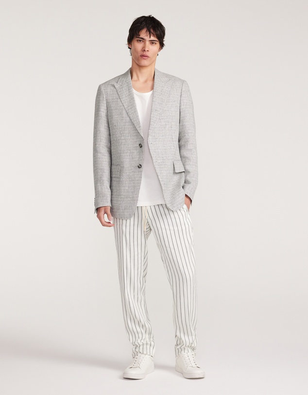 Calibre - Thatch Check Linen Blazer White