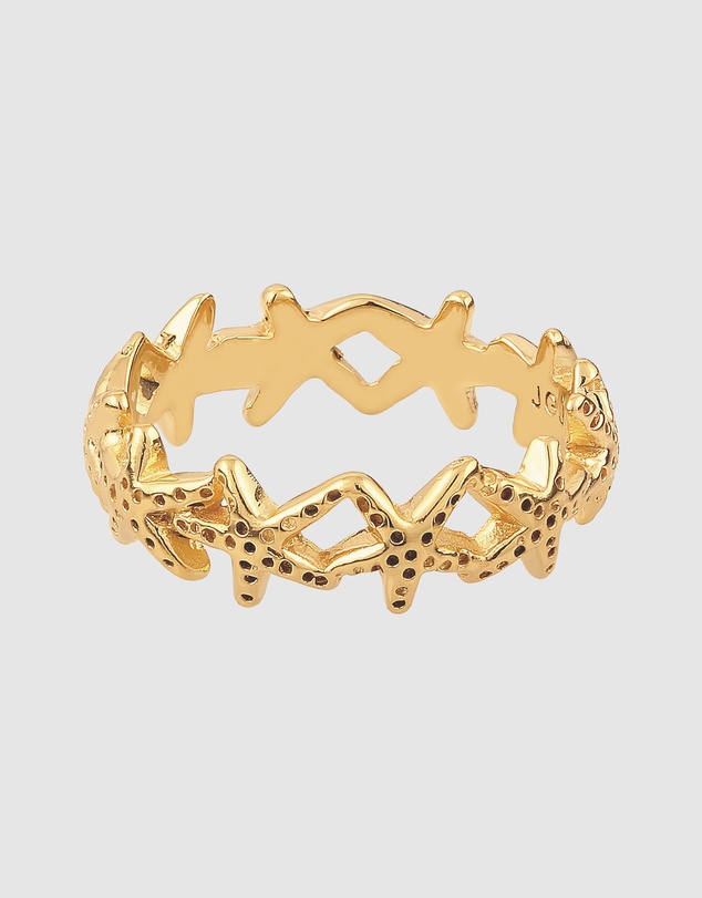 Elli Jewelry - Starfish Band Ring in Gold-Plated 925 Silver