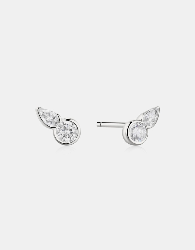 Ania Haie - Silver Bezel Round & Teardrop Stud Earrings