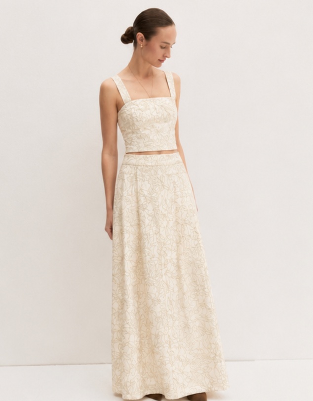 Emme | Max Mara Group - Ivory Floral Jacquard Top & Skirt Set