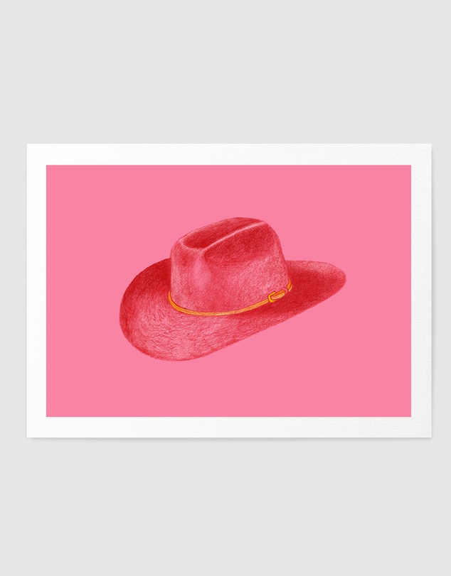 Olive et Oriel - Red Stetson On Pink by Anyone Can Yeehaw Art Print