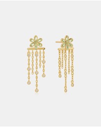 Ania Haie - Gold Floral Tassel Drop Stud Earrings