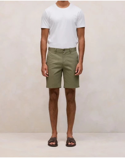 Trenery - Cotton Twill Chino Short in Hunter Green