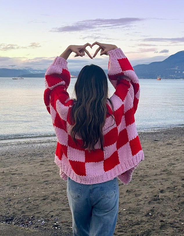 Beginning Boutique - Envi Pink And Red Checkered Knit Cardigan