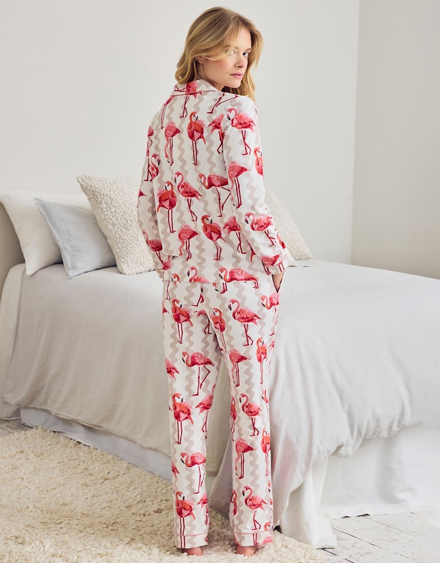 Chelsea Peers - Organic Cotton Flamingo Long Pyjama Set
