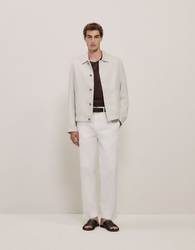 Trenery - Linen Harrington Jacket in Stone