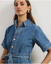 Atmos&Here - Nina Short Sleeve Denim Shirt Dress