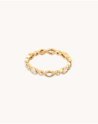 Astrid & Miyu - Navette Crystal 18ct Gold Plated Band Ring