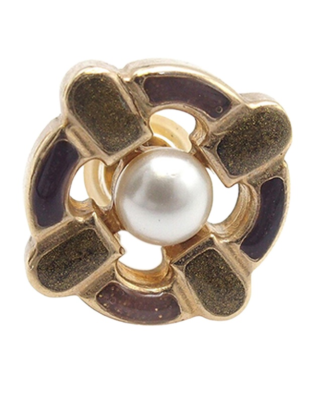 Pre-Loved by Azura Reborn - Pre-Loved Gold Plated Enamel Maltese Cross and Faux Pearl Push Back Earrings