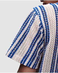 Topman - SS Relaxed Striped Crochet Shirt