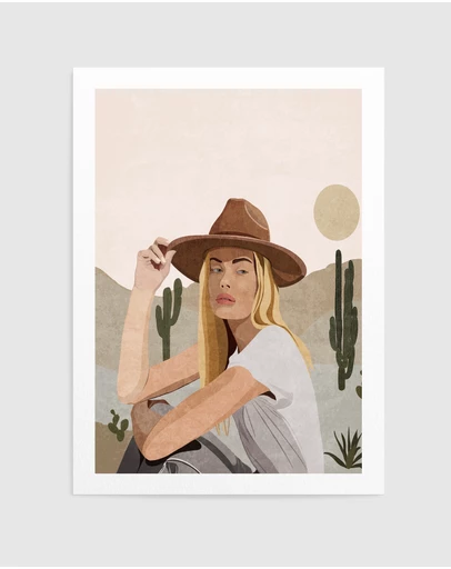 Olive et Oriel - Cowgirl by Emel Tunaboylu Art Print