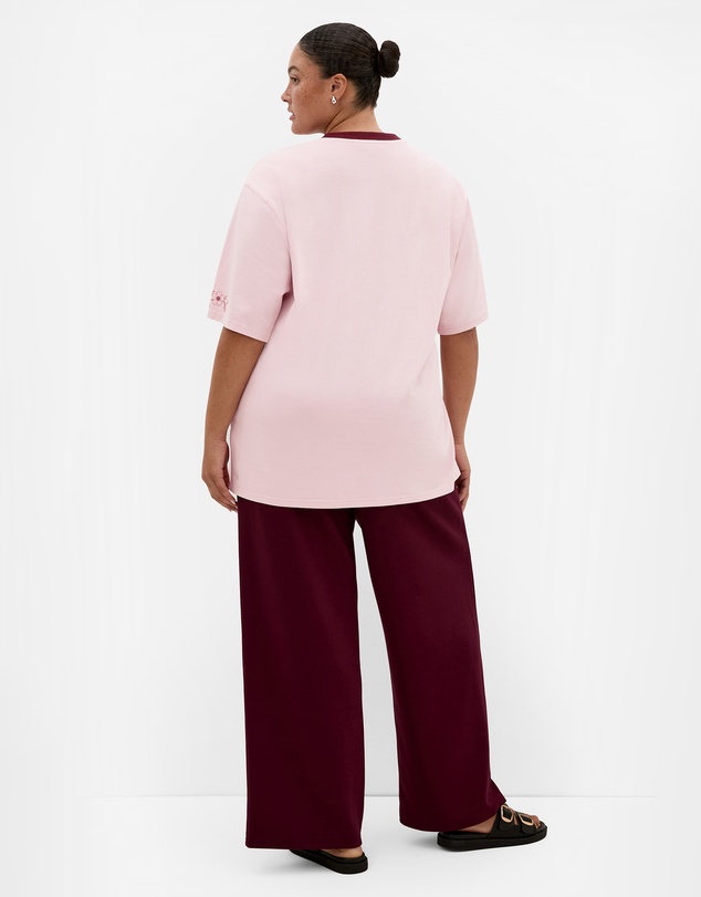 City Chic - Plus size Rodeo Oversized Cotton Tee - rose