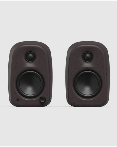 iWorld - Kanto UKI 100W Desktop Speakers with Bluetooth, USB-C, Headphone out, Pumice (Speckled Brown), Pair