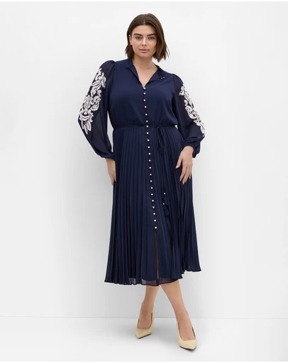 City Chic - Adorn Sleeve Pleat Midi Dress