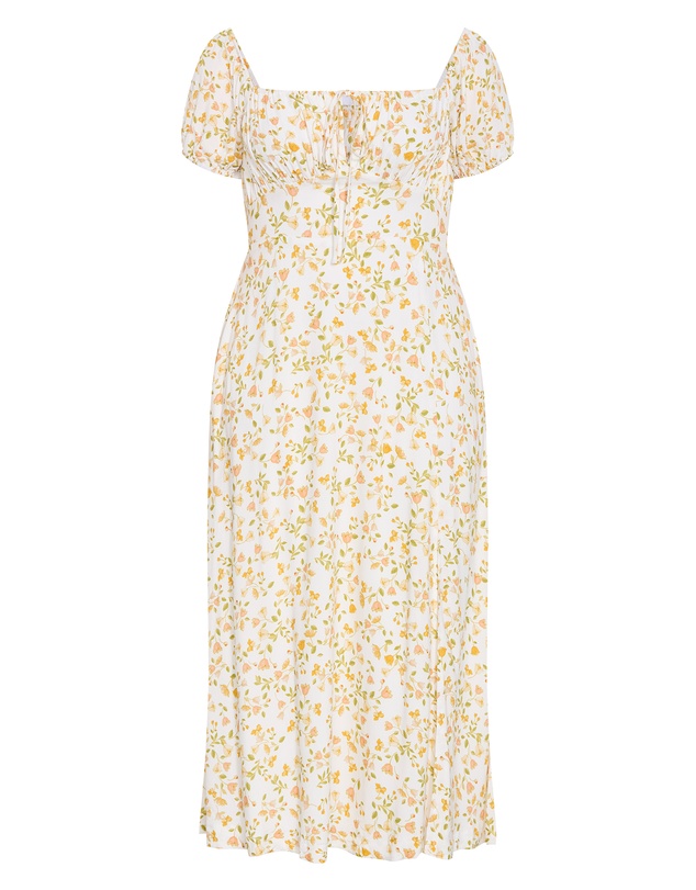 City Chic - Plus size Abbie Short Sleeve Blossom Print Maxi Dress - ivory