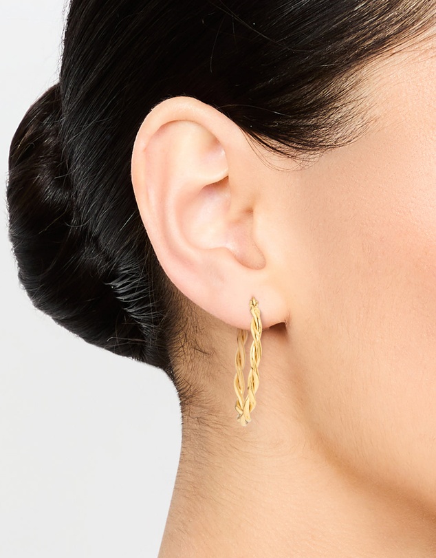 Lovisa - Waterproof Gold Plated Stainless Steel Medium Thin Twisted Hoop Earrings