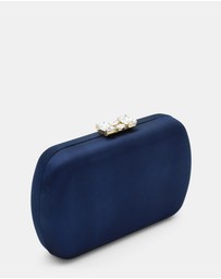 Morgan & Taylor - Posey Satin Clutch in Navy Blue
