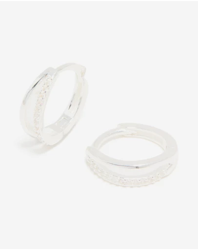 Lovisa - Sterling Silver Cubic Zirconia Double Hoop Earrings