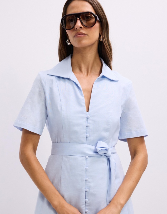 The Fated - Claudia Linen Blend Midi Dress