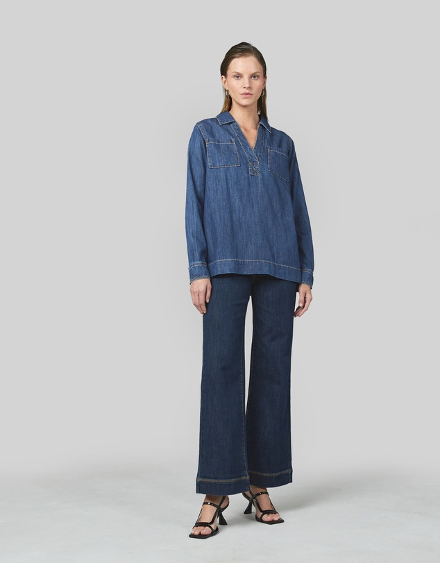 DRICOPER DENIM - Ash Denim Pop Over Shirt