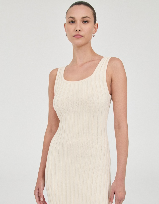 FRIEND of AUDREY - The Cotton Rib Square-Neck Dress