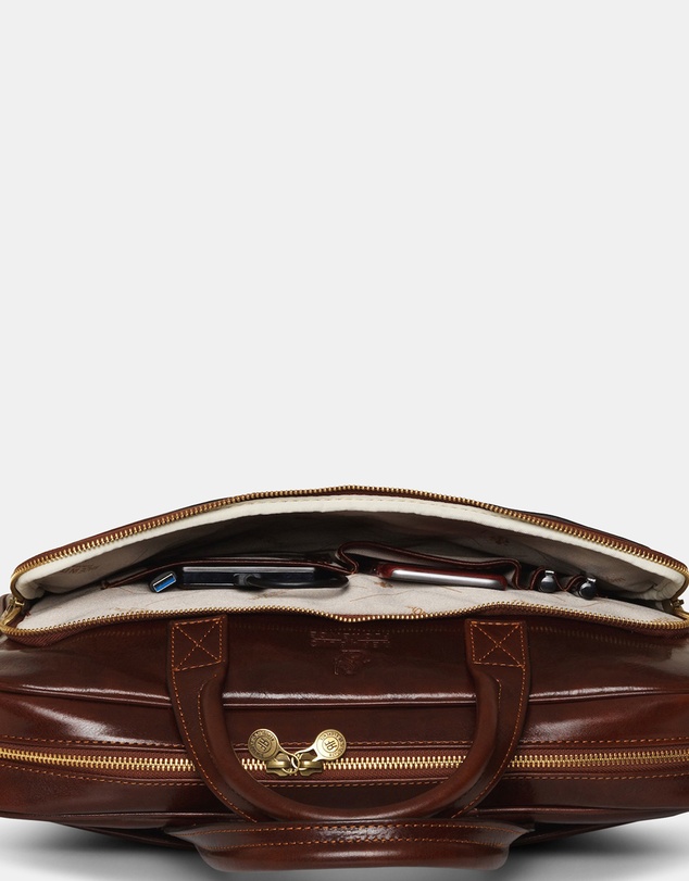 Republic of Florence - Pretoria Brown Leather Laptop Briefcase