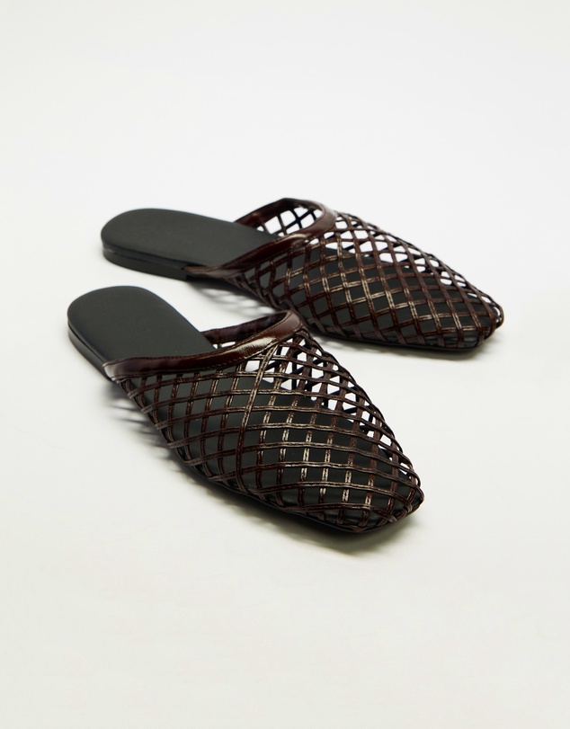 AERE - Woven Leather Slip on Mule