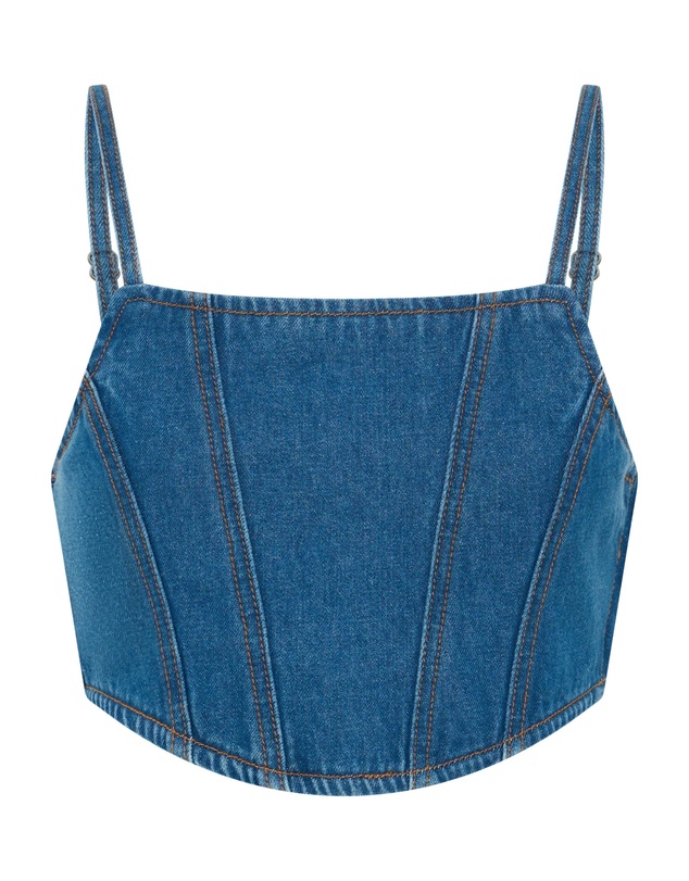 ONE TEASPOON - Honey Rider Bustier Crop Denim Top - Pacifica Blue