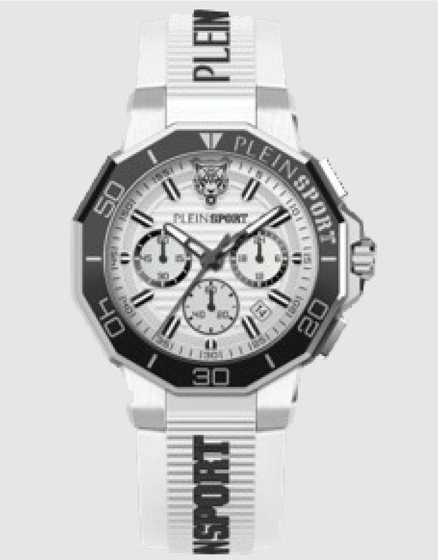 Plein Sport - PLEIN TITAN Watch 46mm White Silver Dial and White Silicone Strap