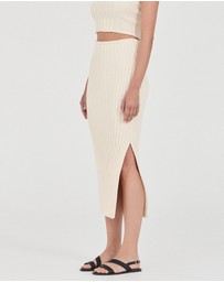 FRIEND of AUDREY - The Cotton Rib Midi Skirt