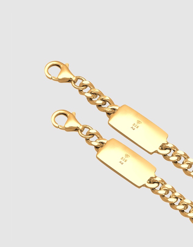 Kuzzoi - ICONIC EXCLUSIVE - Curb Chain Necklace and Bracelet Set in Gold-Plated 925 Sterling Silver