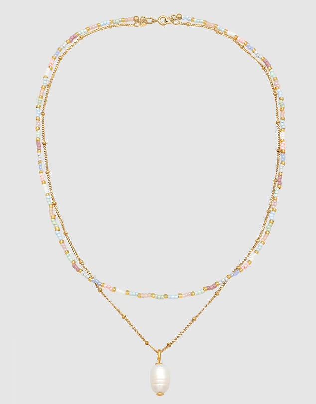 Elli Jewelry - Freshwater Pearl Bead Necklace in Gold-Plated 925 Silver