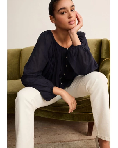 NEXT - Pleat Front Button Through Long Sleeve Blouse