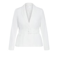 City Chic - Plus size Ivy Belted Blazer - ivory