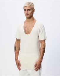 Surrounded By Ghosts - The Grossite Slim Low Neck Rib Cotton T-Shirt