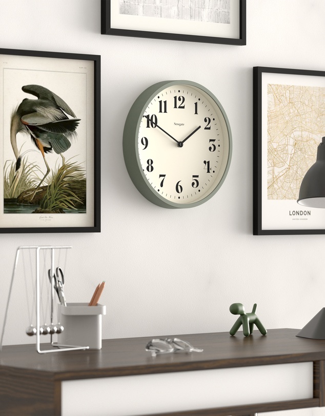 Newgate - Newgate Number Four Wall Clock Matte Asparagus Green