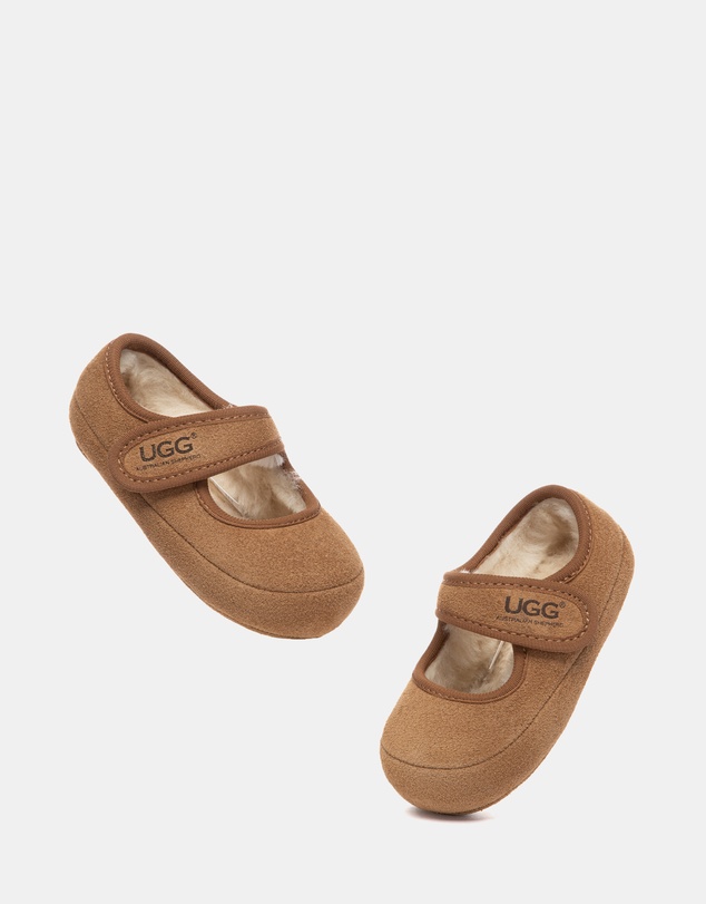 EVERAU - Australian Shepherd Ugg Millie Toddler Cow Suede Upper Loafer Oxfords Flats
