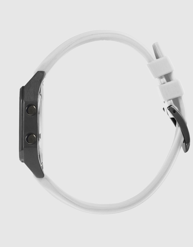 Maxum - Raglan Tide Watch – Black Case, Black Dial & White Silicone Strap