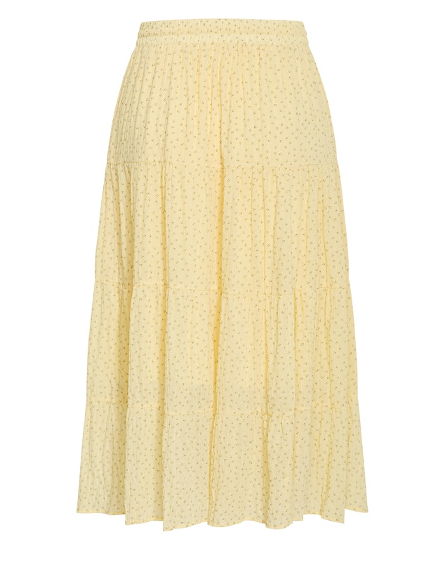 City Chic - Plus size Milly Ditsy Print Tiered Maxi Skirt - lemon