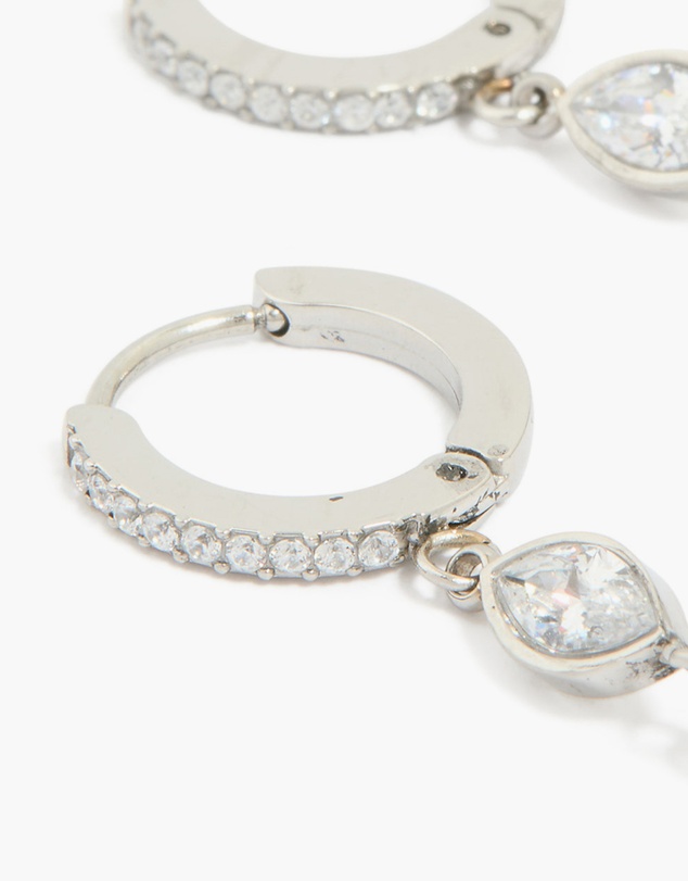 Lovisa - Waterproof Stainless Steel Cubic Zirconia Huggie Drop Earrings