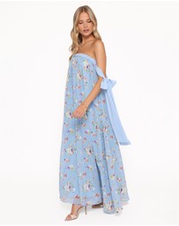 Petal & Pup - Codie Off Shoulder Maxi Dress - Cornflower Blue Floral