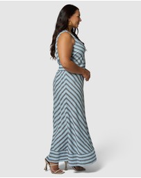 Something 4 Olivia - Sage Striped Linen Maxi Dress
