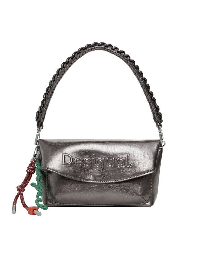 Desigual - Medium metallic flap bag with 3D logo