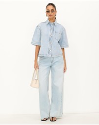 Dazie - Imani Short Sleeve Denim Shirt