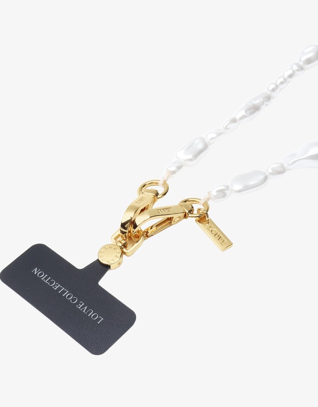 LOUVE COLLECTION - Universal Phone Strap Connector (Black) + Moon Pearl Chain
