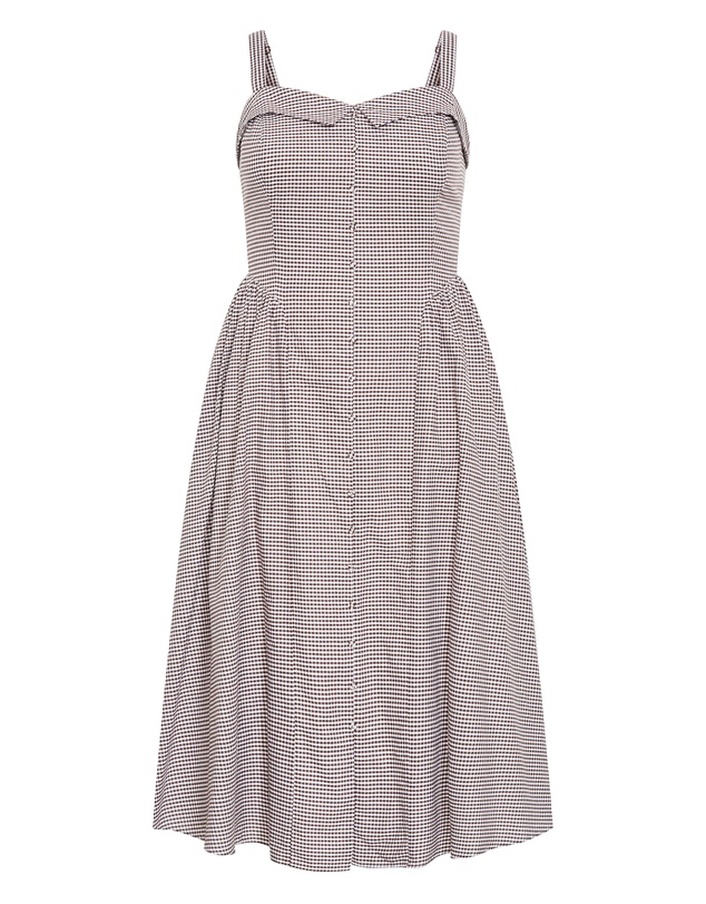 City Chic - Plus size Tessa Gingham Midi Dress - chocolate